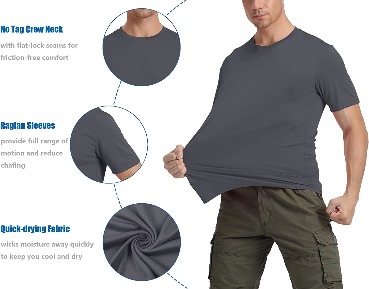 KEFITEVD Men's Short Sleeve Sun Protection Shirts Quick Dry UPF 50+ Rashguard Workout Fishing Swimming Athletic T-Shirts - Image 4